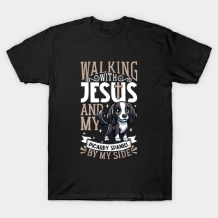 Jesus and dog - Picardy Spaniel T-Shirt